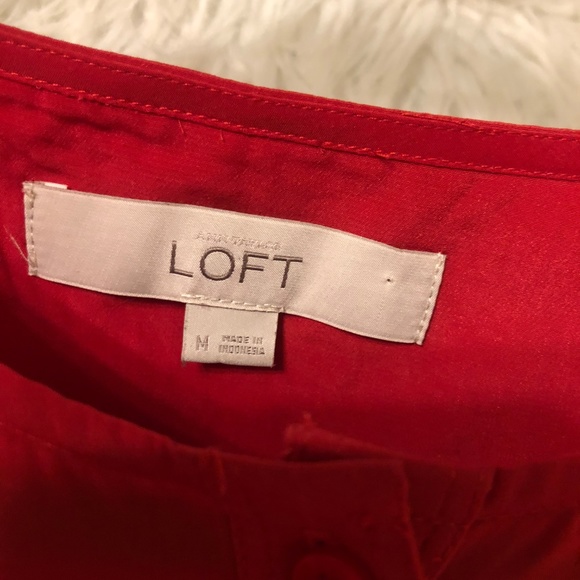LOFT M coral red popover blouse - Picture 2 of 7